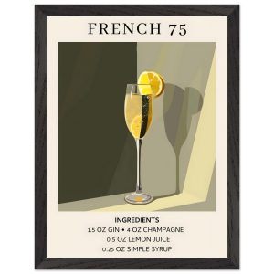 Artfulprints Poster met Lijst French 75 cocktail – Ingrediënten – 30×4 Artfulprints Poster met Lijst French 75 cocktail – Ingrediënten – 30×4