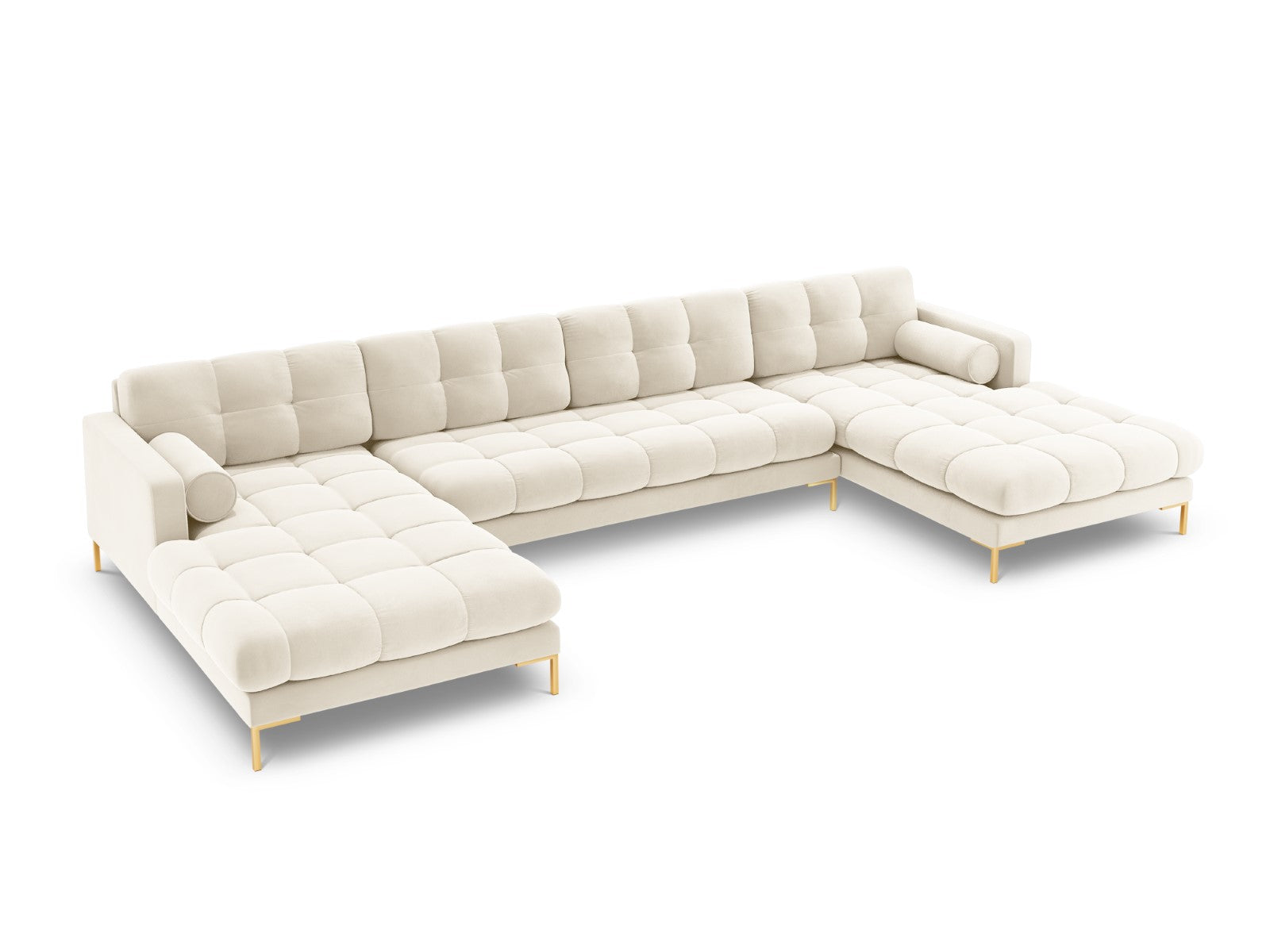 Cosmopolitan Design Panoramische bank Bali 7-zits, flueel, lichtbeige