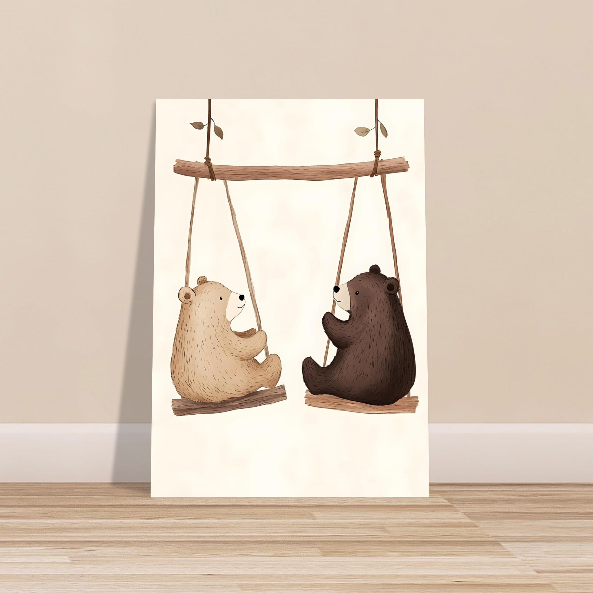Artfulprints Poster Berenvriendjes - 70x100 cm - Bruin