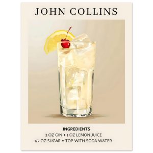Artfulprints Poster John Collins cocktail – Ingrediënten – 30×40 cm – Artfulprints Poster John Collins cocktail – Ingrediënten – 30×40 cm –