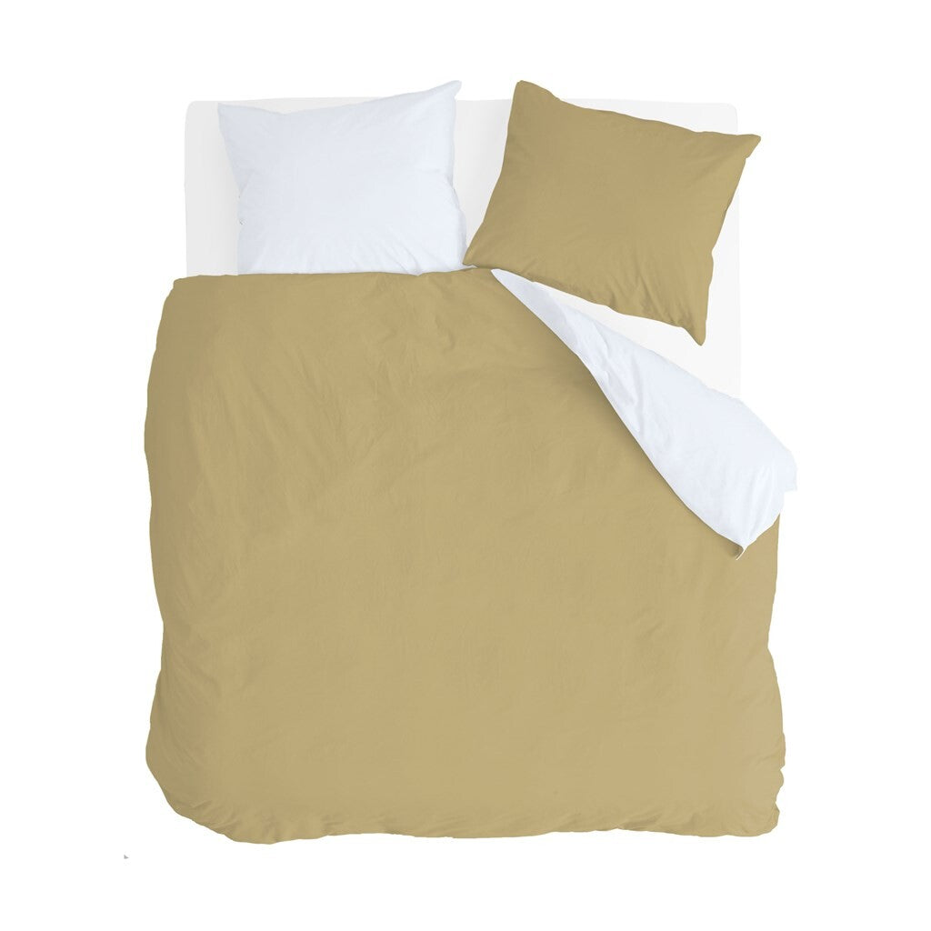 Byrklund - Dekbedovertrek Side Way - 200x220 cm - Okergeel / Wit