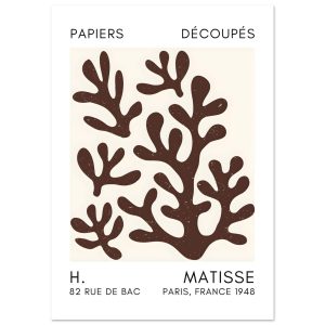 Artfulprints Poster Matisse – Coral shadows brown – A4 21×29.7 cm – Br