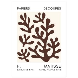 Artfulprints Poster Matisse – Coral shadows brown – 50×70 cm – Bruin