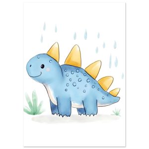 Artfulprints Blauwe dinosaurus poster A4 21×29.7 cm Artfulprints Blauwe dinosaurus poster A4 21×29.7 cm