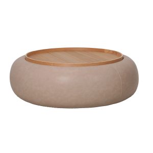 DÉJA Living Salontafel Draby – Taupe/Naturel – Met Opbergruimte – Ø102