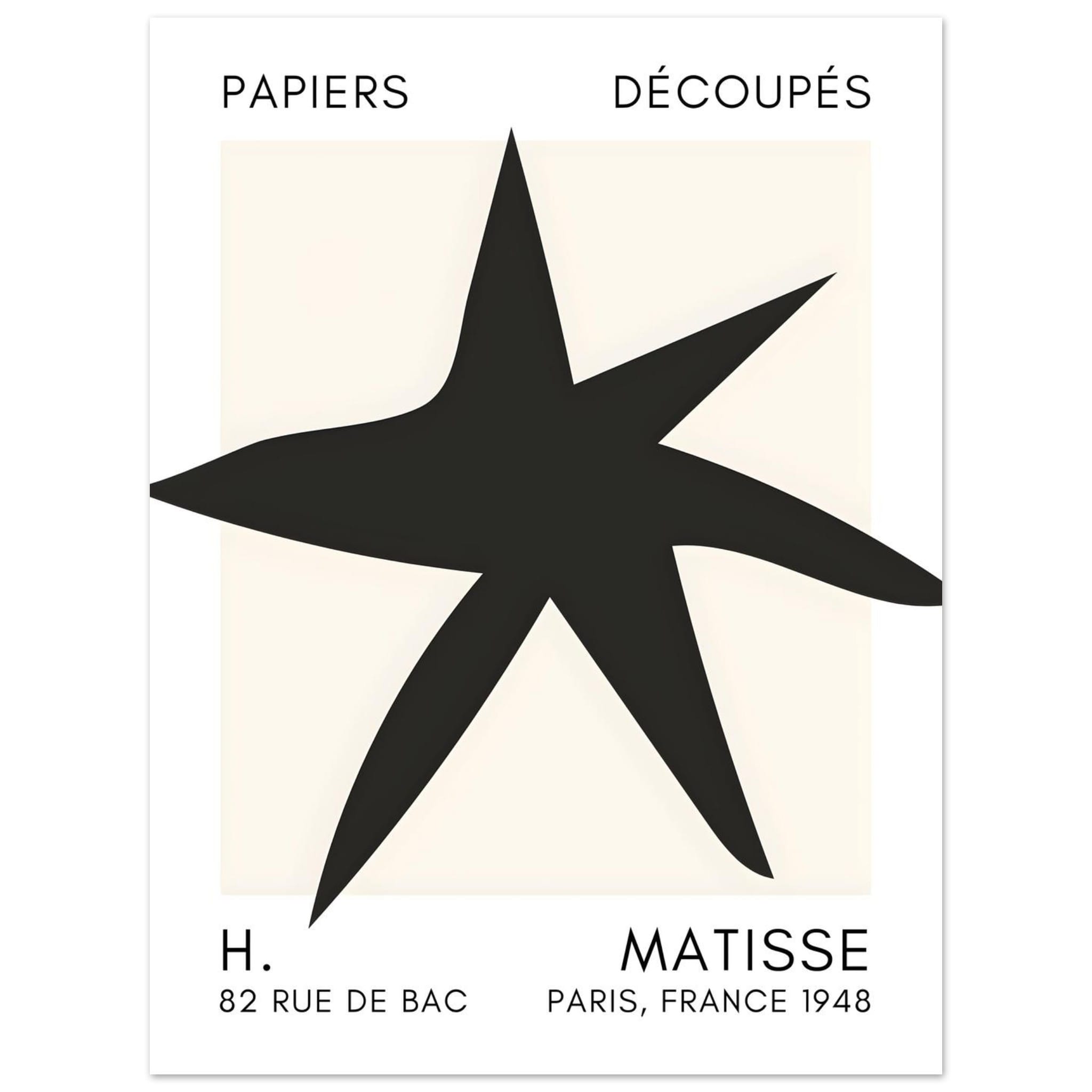 Artfulprints Poster Matisse – Star of the sea black - 30x40 cm - Zwart