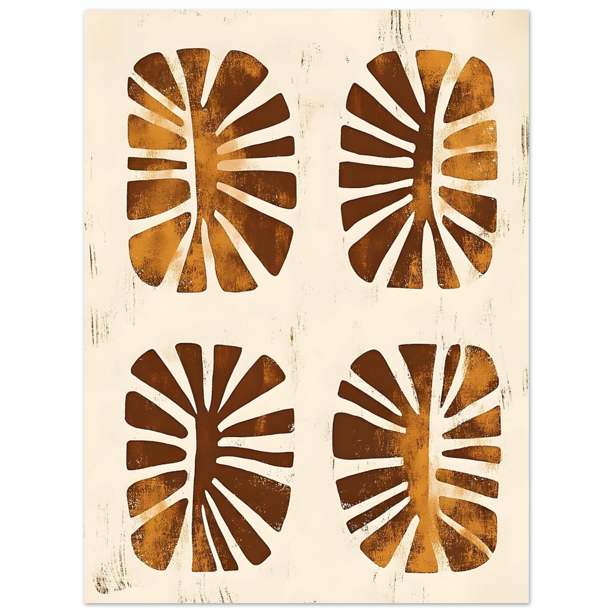 Artfulprints Poster Boho – Leaf cutouts - 30x40 cm - Bruin