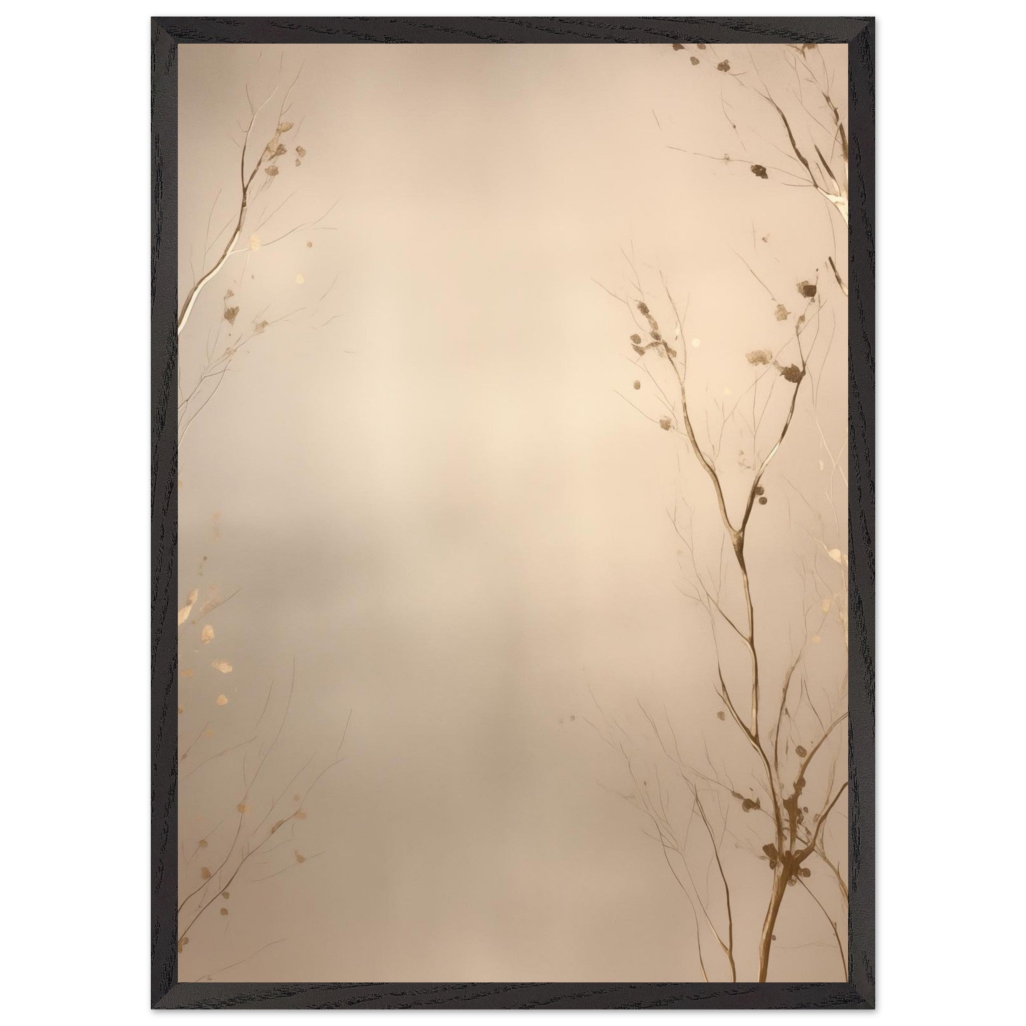 Artfulprints Poster met Lijst Abstract - Golden leafs - 50x70 cm - Gou