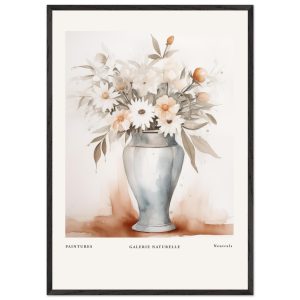 Artfulprints Poster met Lijst Bloemen in vaas 1 – 70×100 cm – Taupe