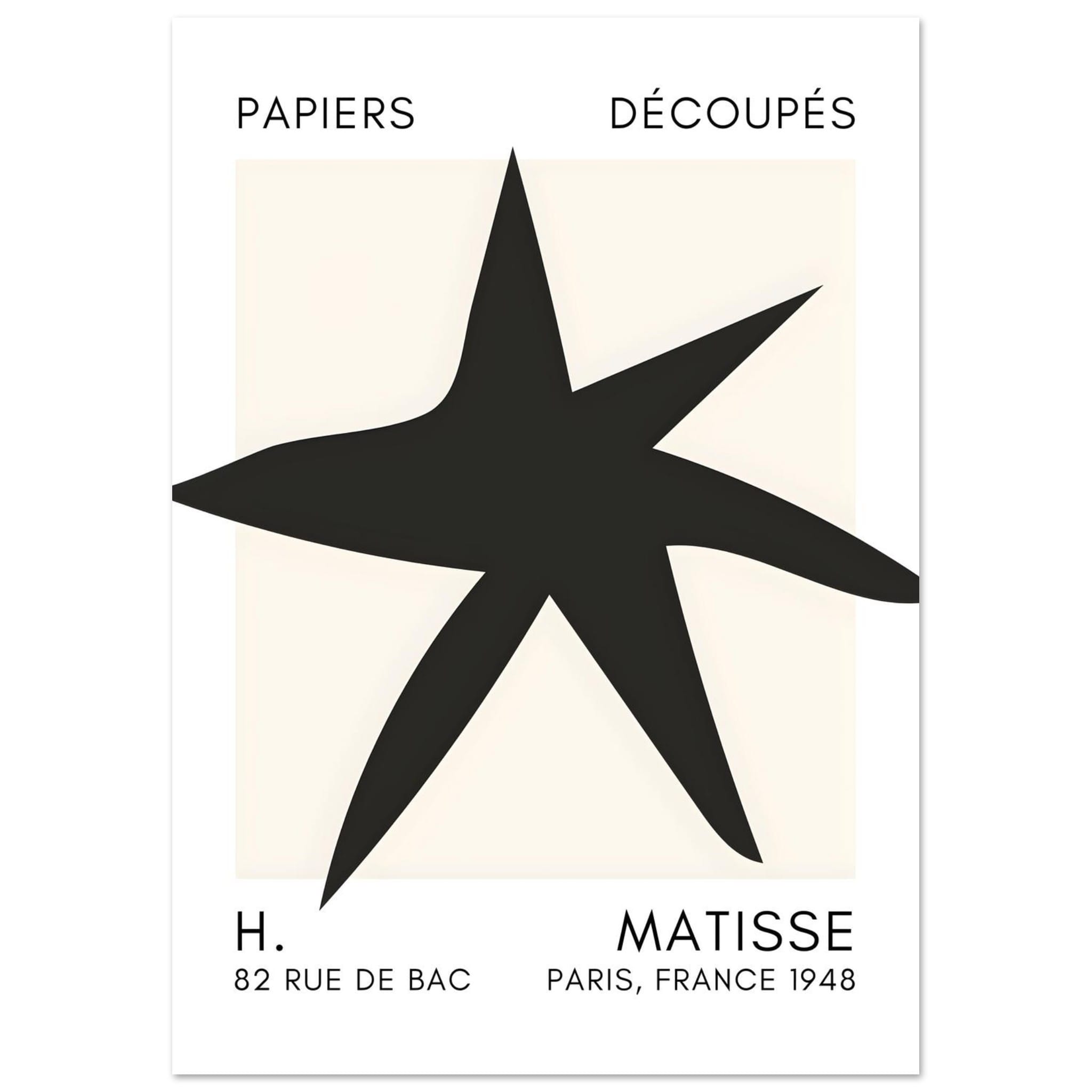 Artfulprints Poster Matisse – Star of the sea black - A4 21x29.7 cm -