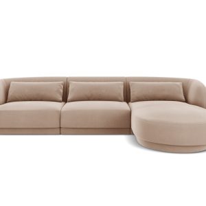 Cosmopolitan Design rechter hoekbank Tulum 4-zits, flueel, beige – 156 Cosmopolitan Design rechter hoekbank Tulum 4-zits, flueel, beige – 156