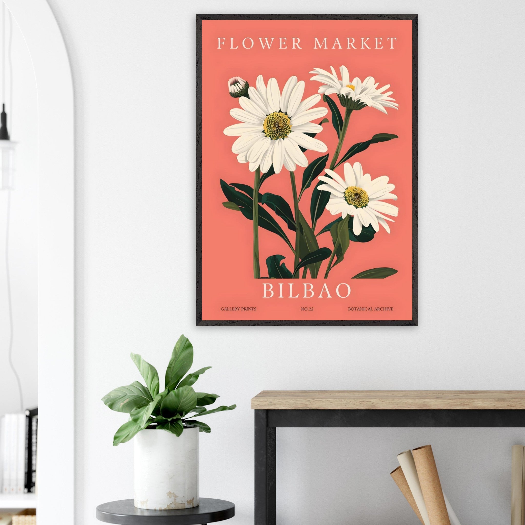 Artfulprints Poster Flower market - Bilbao - 70x100 cm - Roze