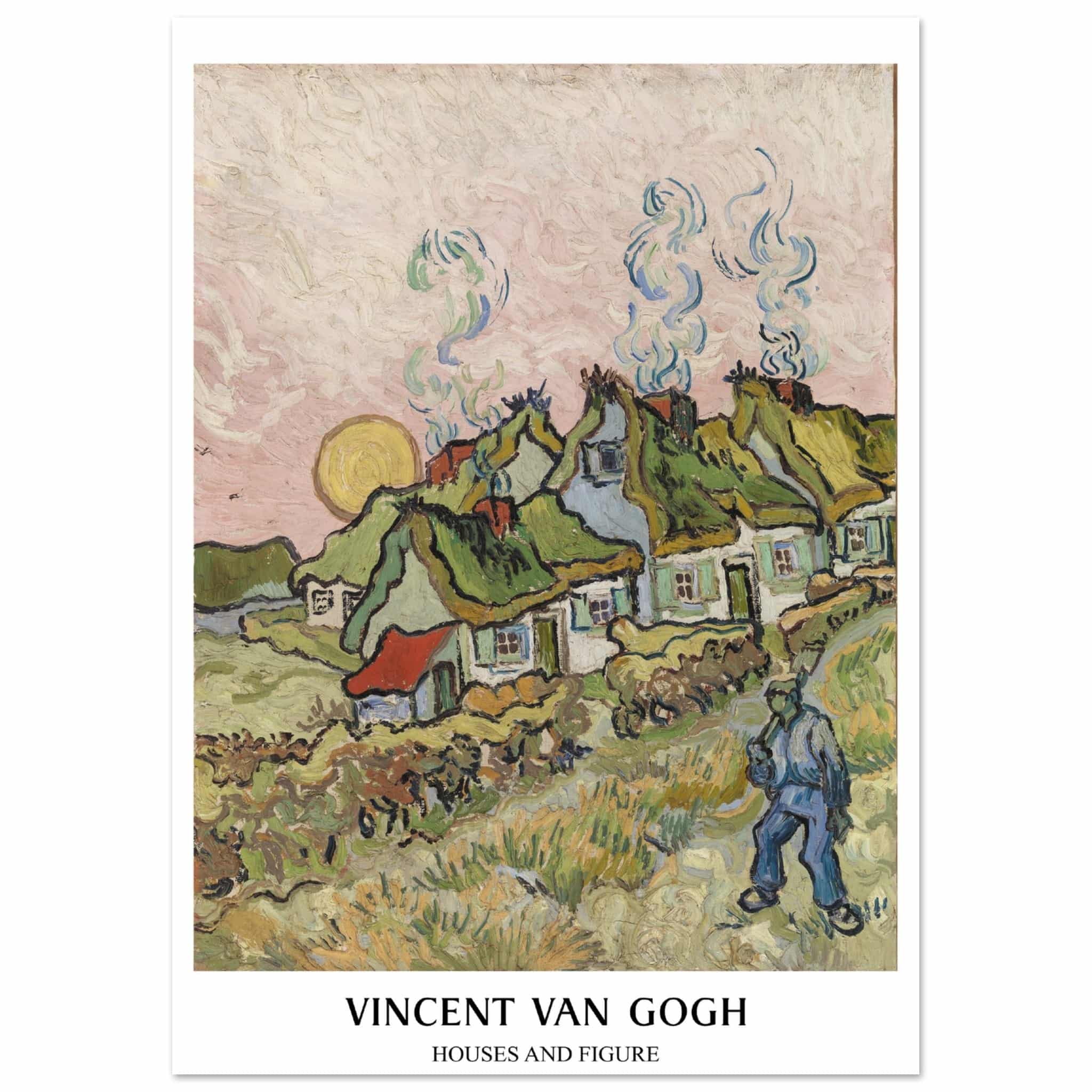 Artfulprints Poster Vincent van Gogh - Houses and figures - A4 21x29.7