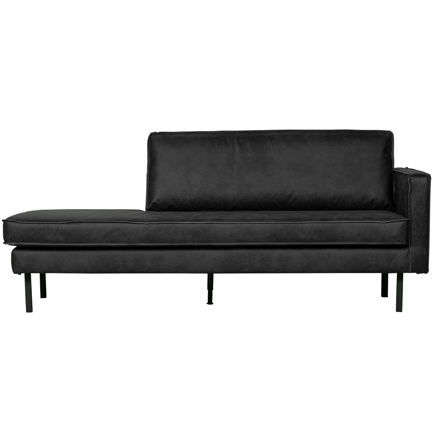 WOOOD daybed rechts Rodeo - Eco-leder - Zwart - 85x266x86/213