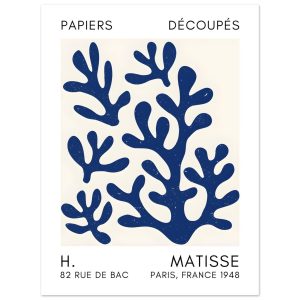 Artfulprints Poster Matisse – Coral shadows navy blue II – 30×40 cm –