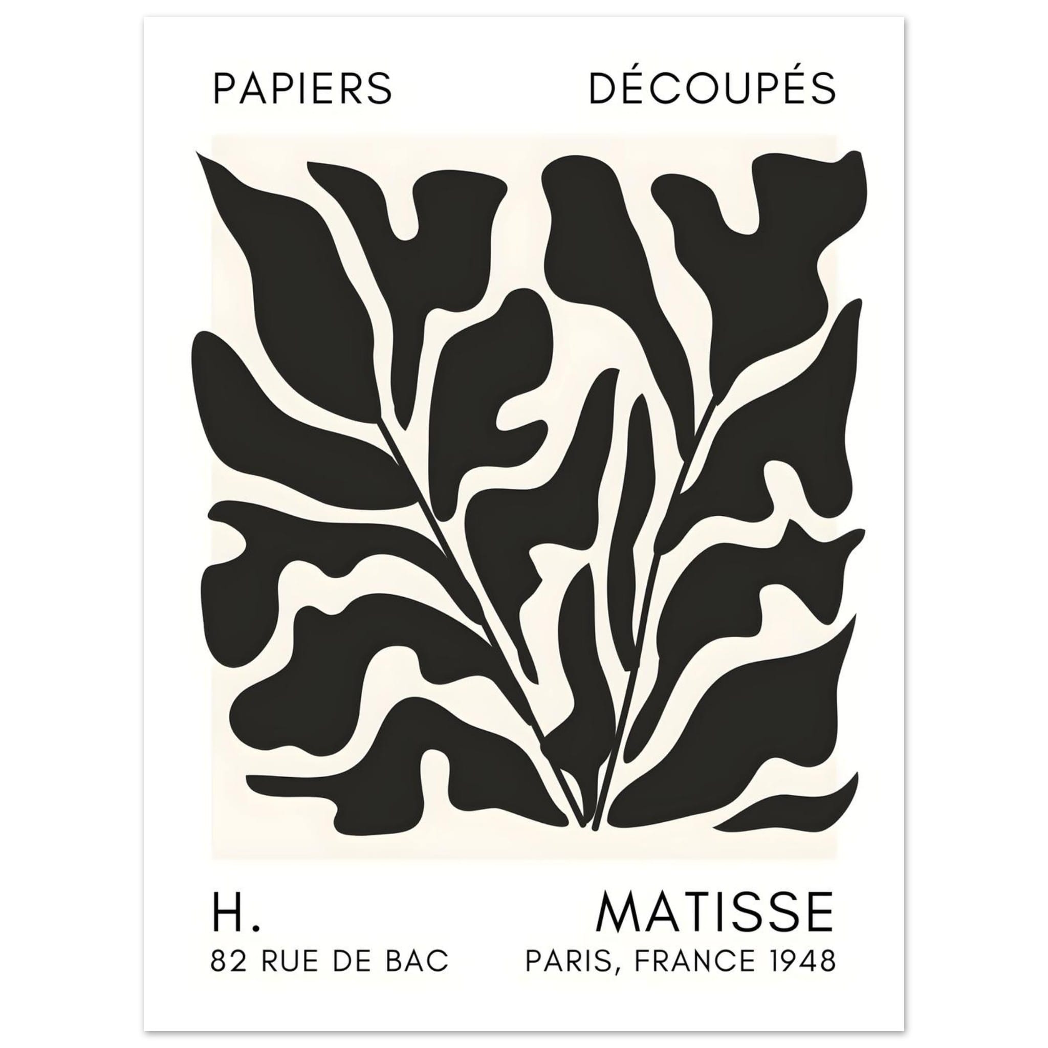 Artfulprints Poster Matisse – Seabed shapes black - 30x40 cm - Zwart