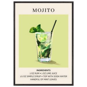 Artfulprints Poster met Lijst Mojito cocktail – Ingrediënten – 70×100 Artfulprints Poster met Lijst Mojito cocktail – Ingrediënten – 70×100