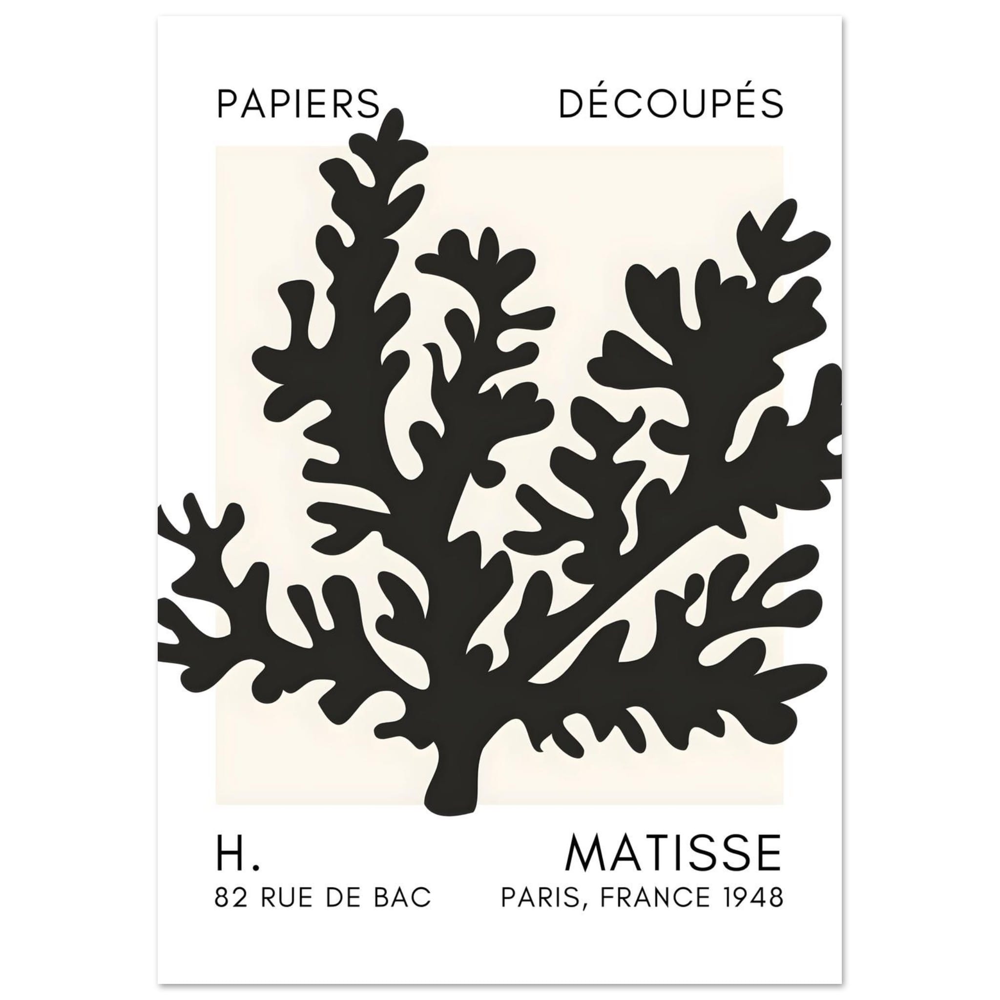Artfulprints Poster Matisse – Aqua bloom black - A4 21x29.7 cm - Zwart