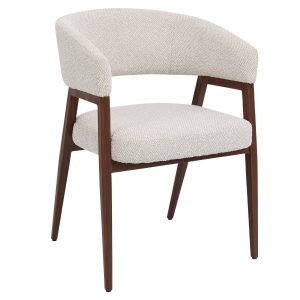 DÉJA Living Eetkamerstoel Fureso – Beige/Walnoot – Set van 2