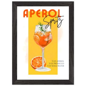 Artfulprints Poster met Lijst Aperol Spritz – Yellow – A4 21×29.7 cm –