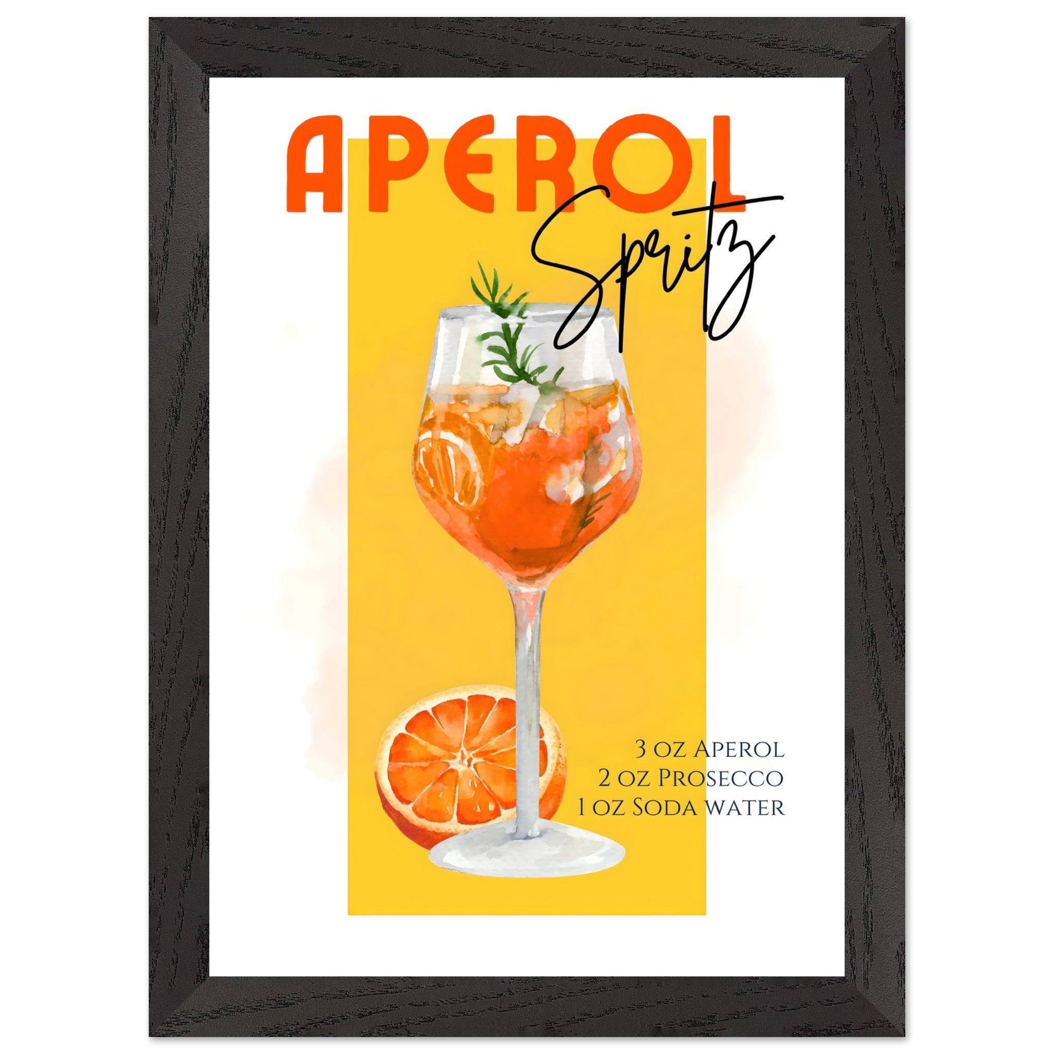 Artfulprints Poster met Lijst Aperol Spritz - Yellow - A4 21x29.7 cm -