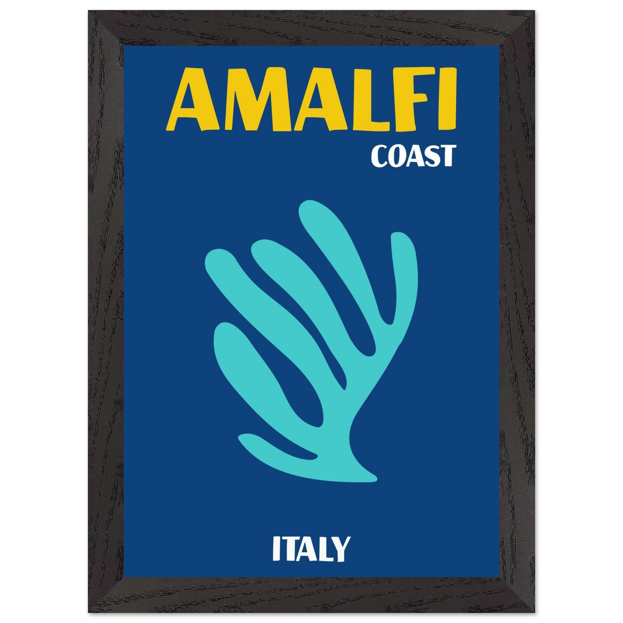 Artfulprints Poster met Lijst Italië - Amalfi - A4 21x29.7 cm - Blauw