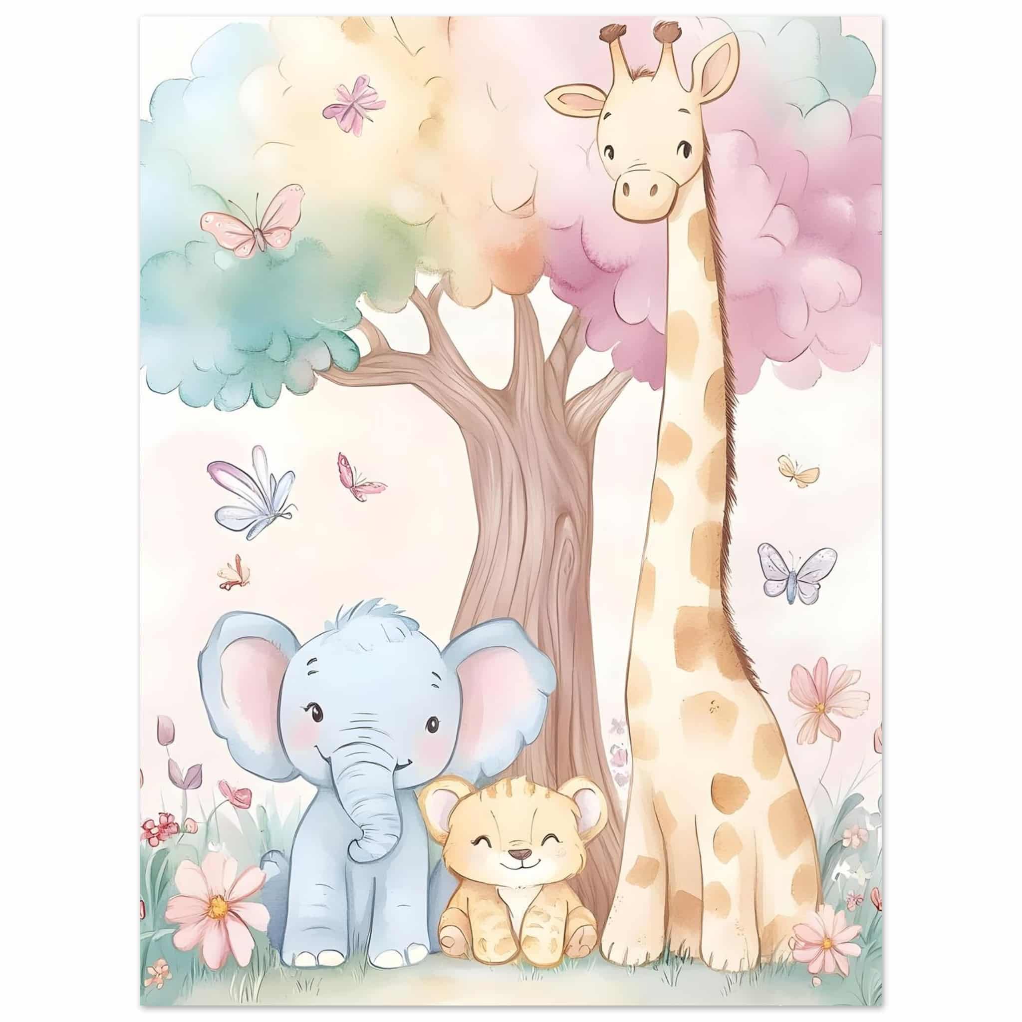 Artfulprints Poster Vrolijke safari dieren - 30x40 cm - Meerkleurig