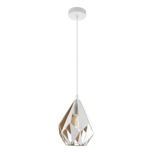 EGLO hanglamp Carlton 1 – 1 lichts – e27 – wit – goud EGLO hanglamp Carlton 1 – 1 lichts – e27 – wit – goud