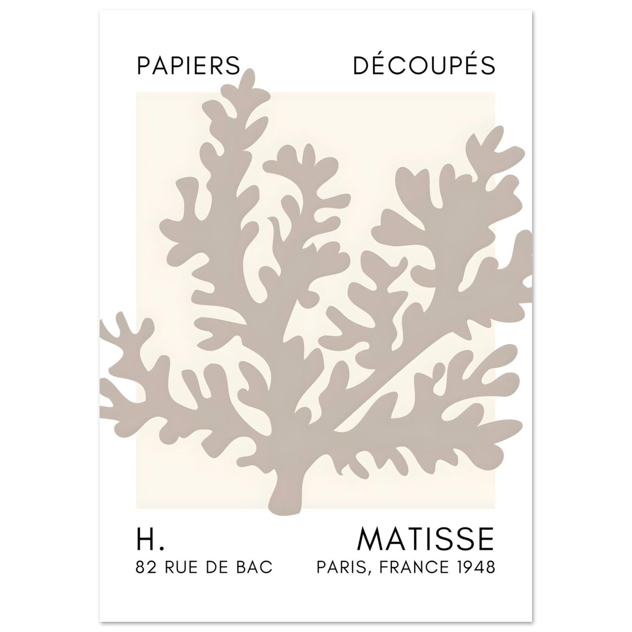Artfulprints Poster Matisse – Aqua bloom grey - A4 21x29.7 cm - Grijs