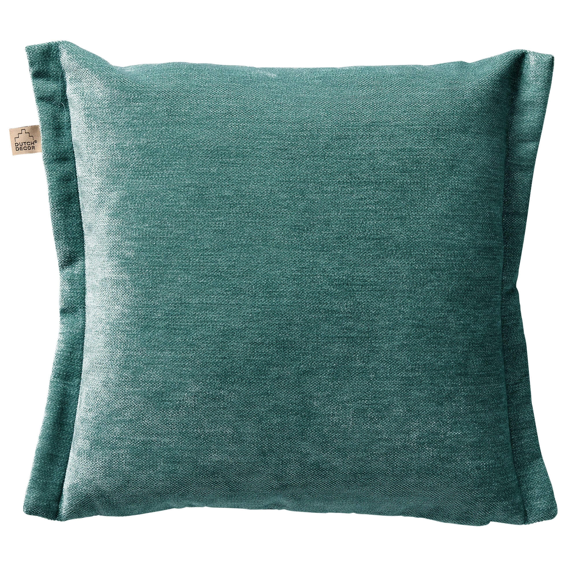 LEWIS - Sierkussen 45x45 cm - fluweel - met sierrand - Sagebrush Green