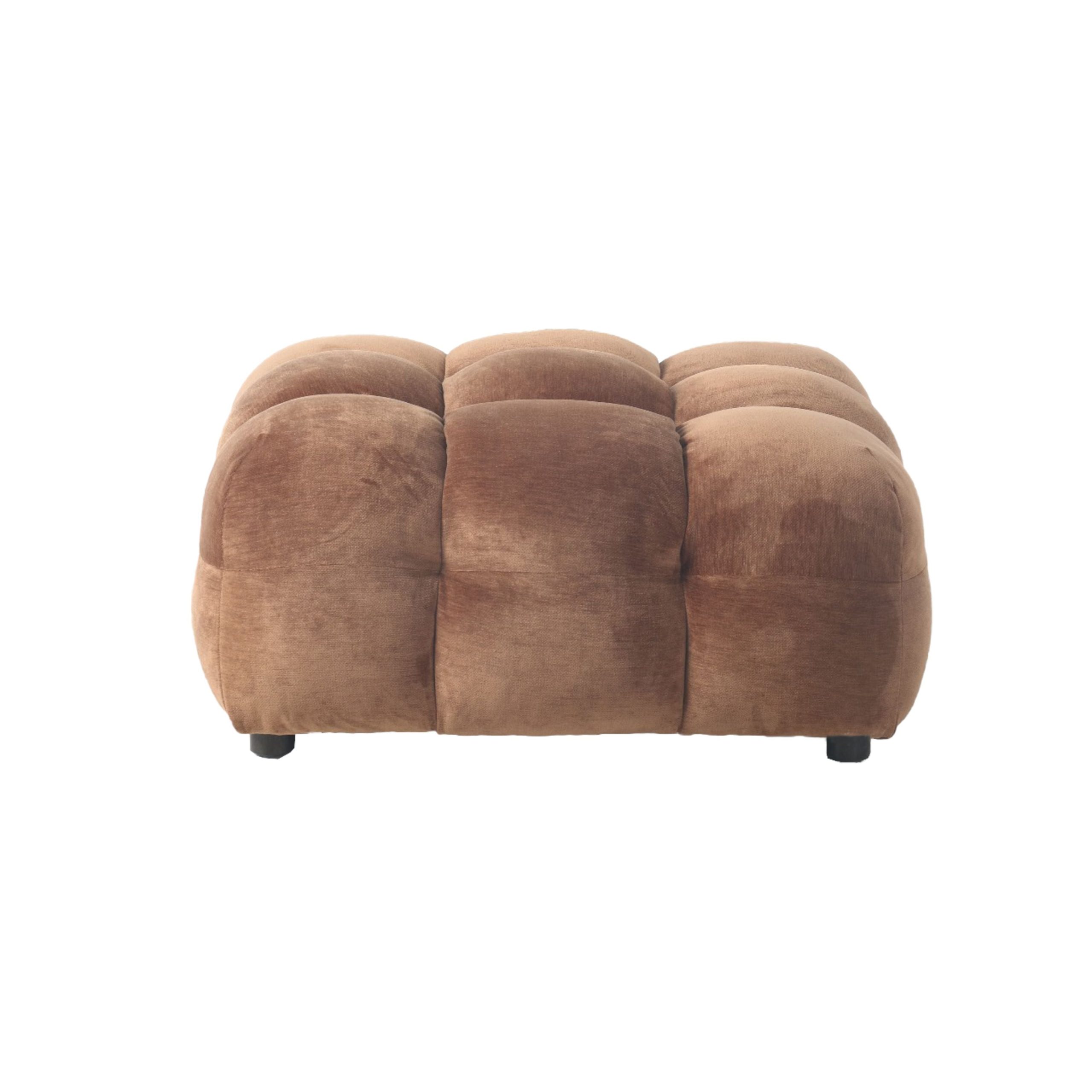 Dutchbone Hackman Hocker Velours Cognac Bruin