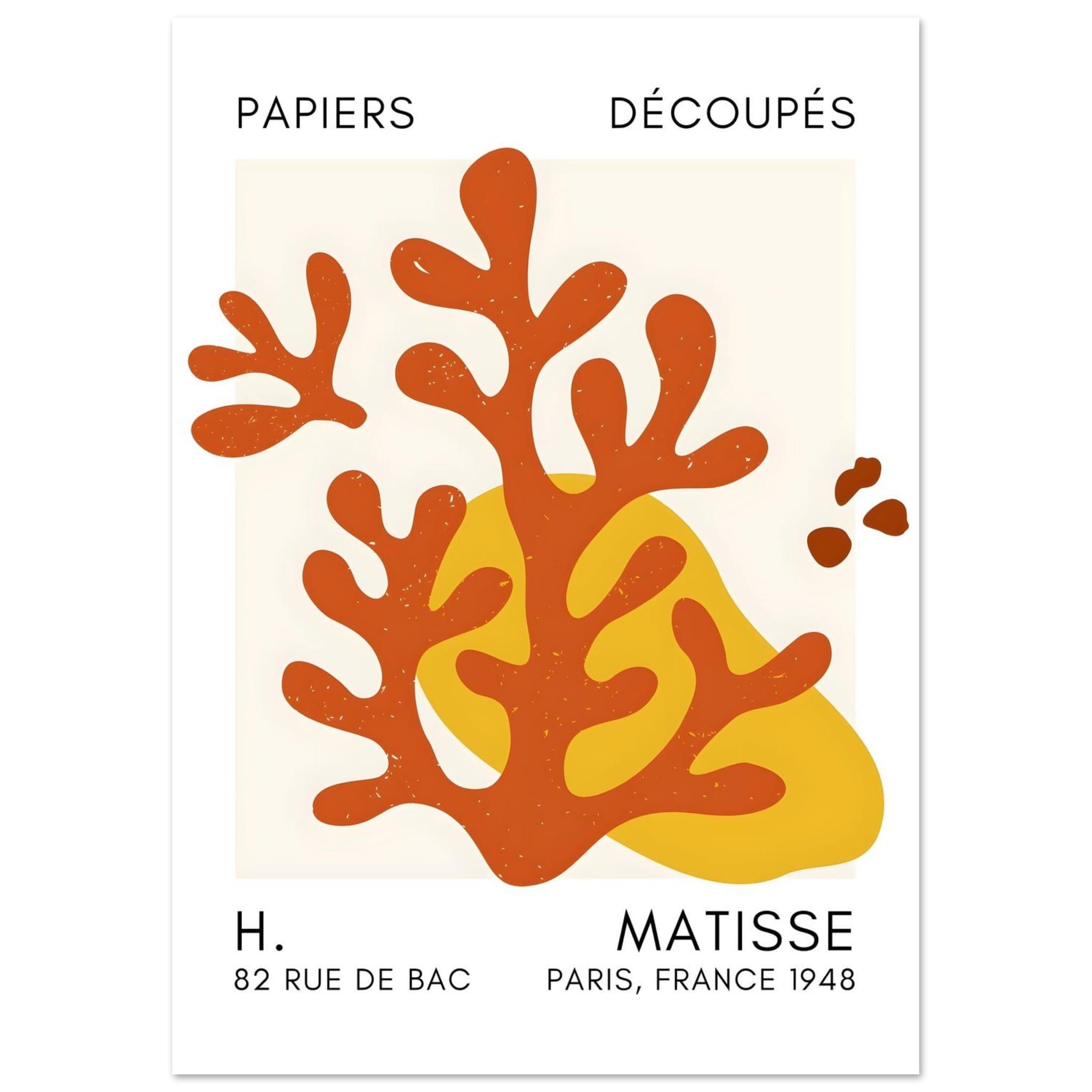 Artfulprints Poster Matisse - Abstract coral orange - A4 21x29.7 cm -
