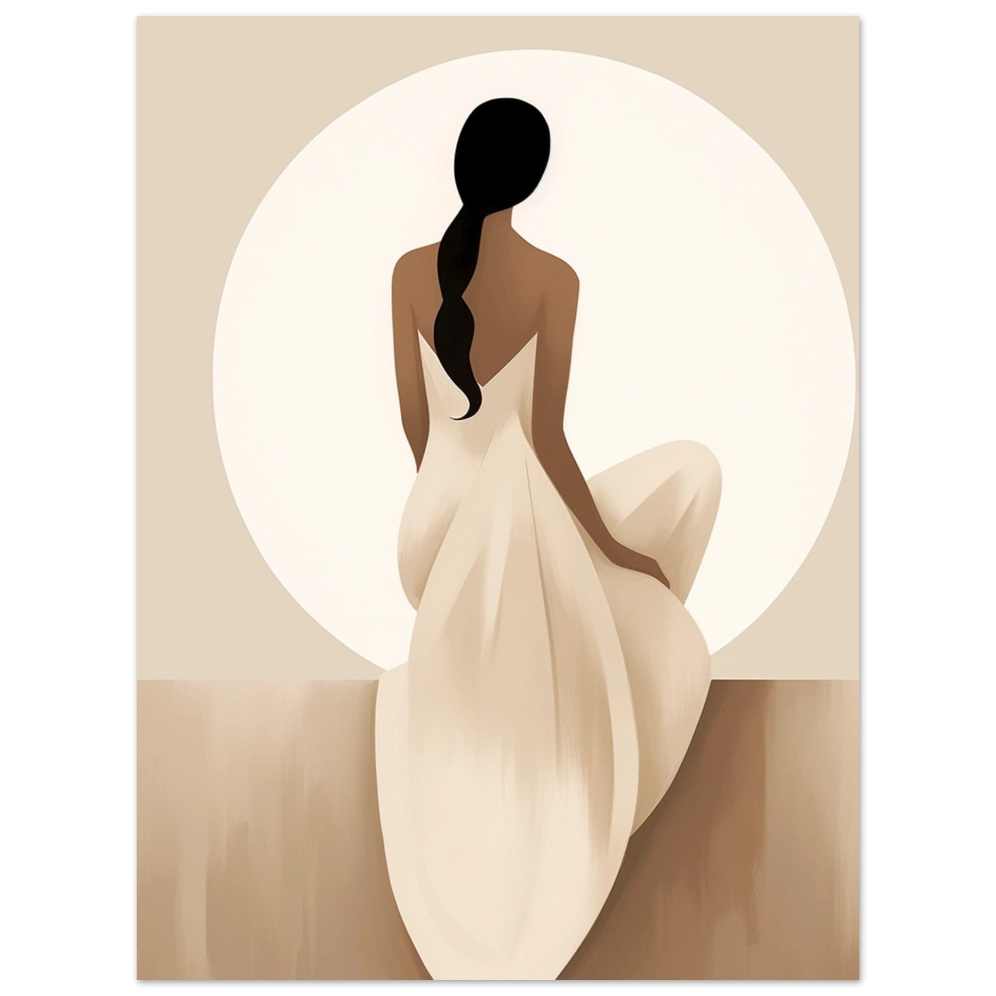 Artfulprints Poster Japandi The serene lady - 30x40 cm - Bruin