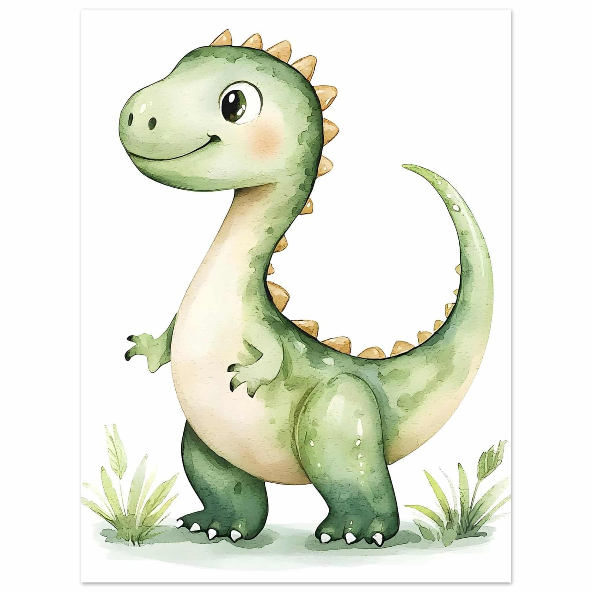 Artfulprints Poster Avontuurlijke dinosaurus - 30x40 cm - Groen