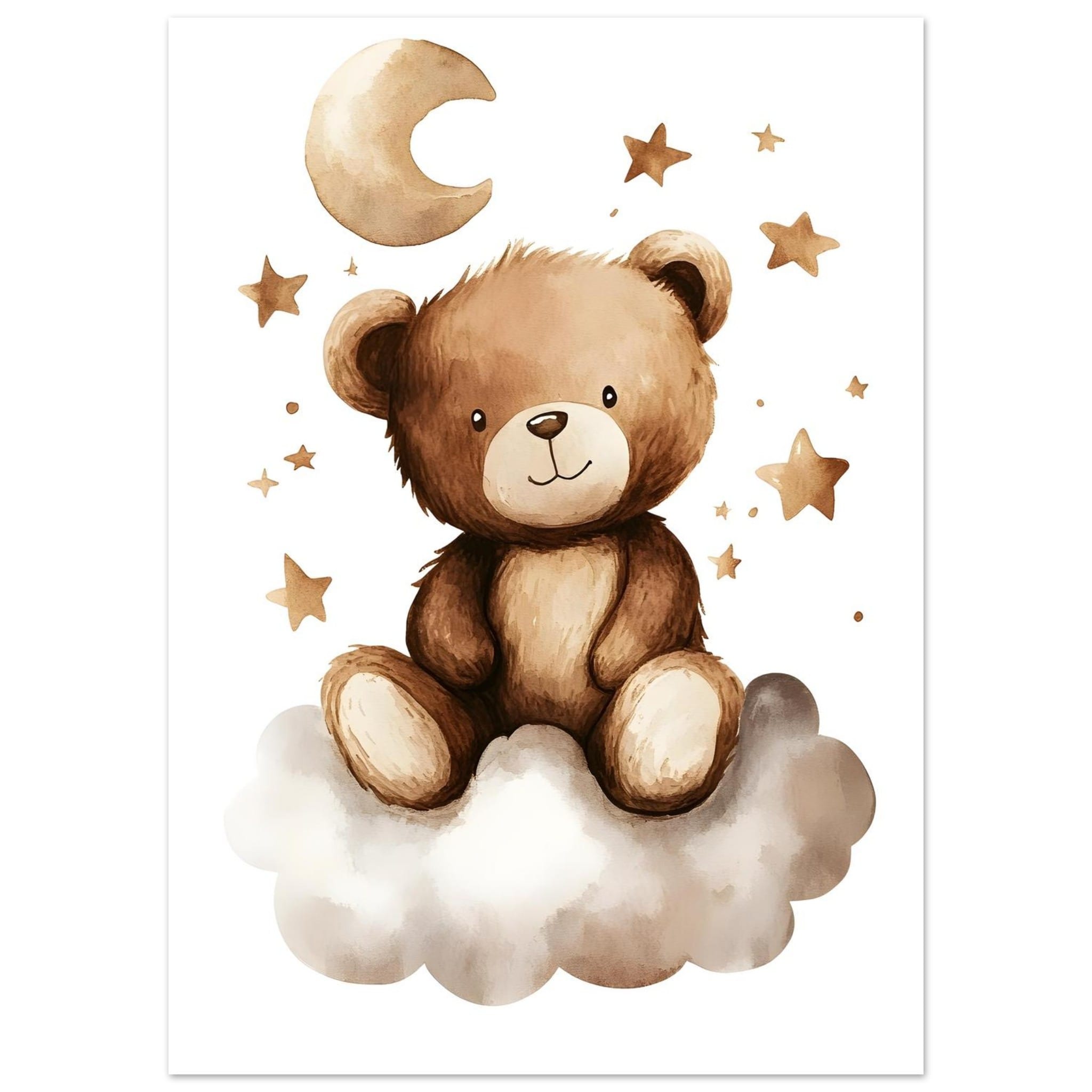 Artfulprints Poster Beertje in dromenland - 50x70 cm - Bruin