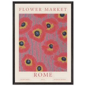 Artfulprints Poster met Lijst Flower market – Rome – 50×70 cm – Roze