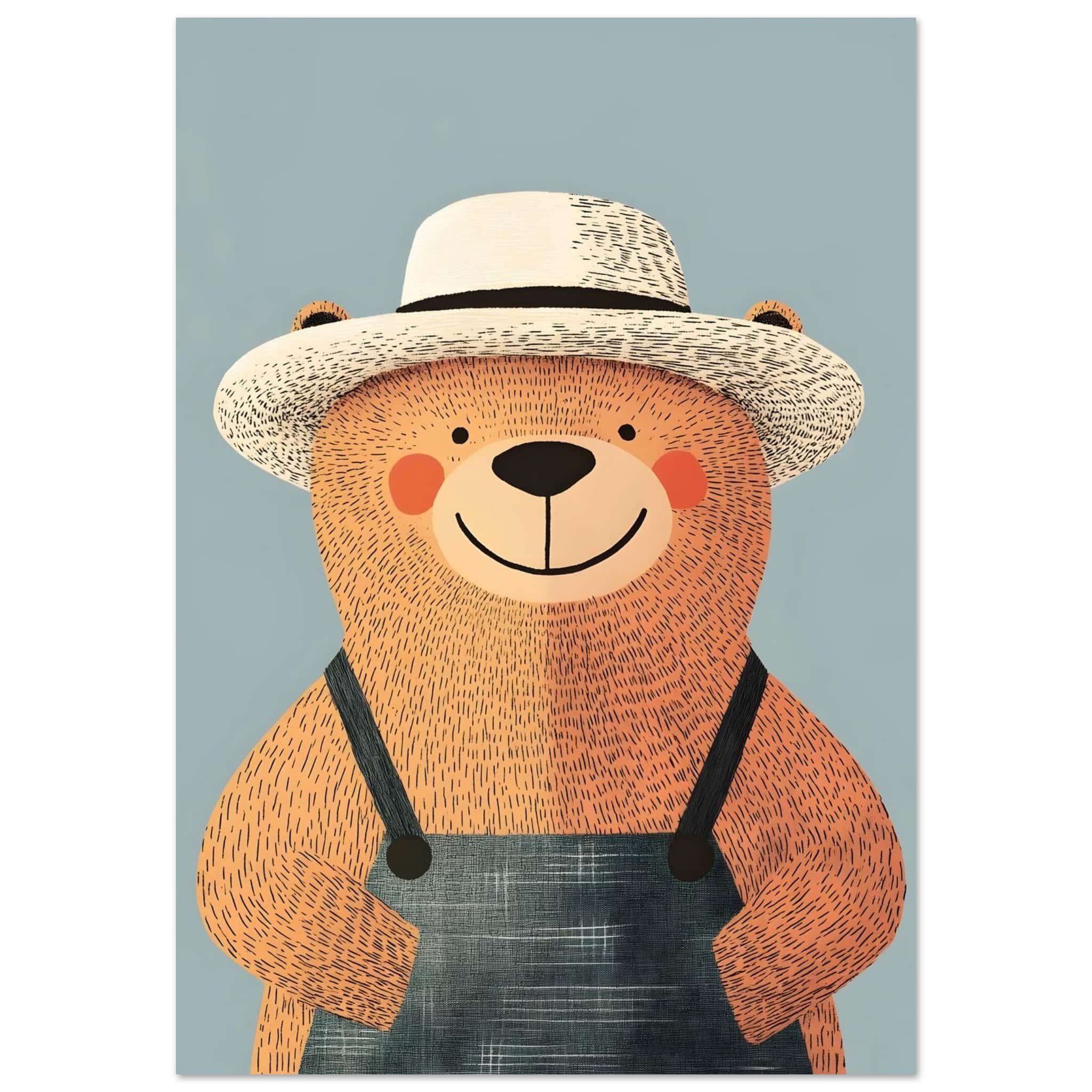 Artfulprints Poster Beer op de boerderij - 70x100 cm - Bruin