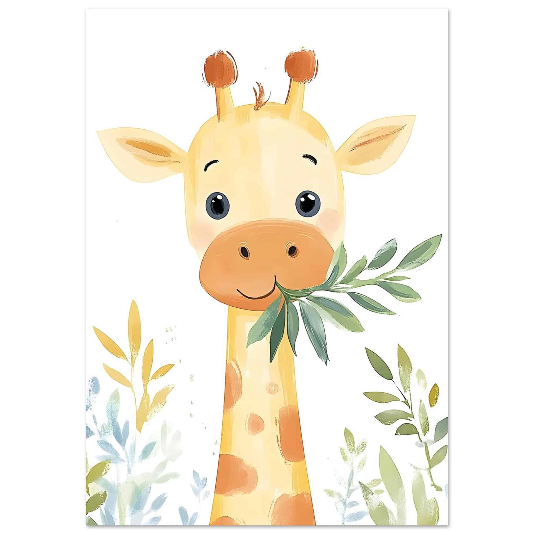 Artfulprints Poster Tropische giraffe - 70x100 cm - Geel