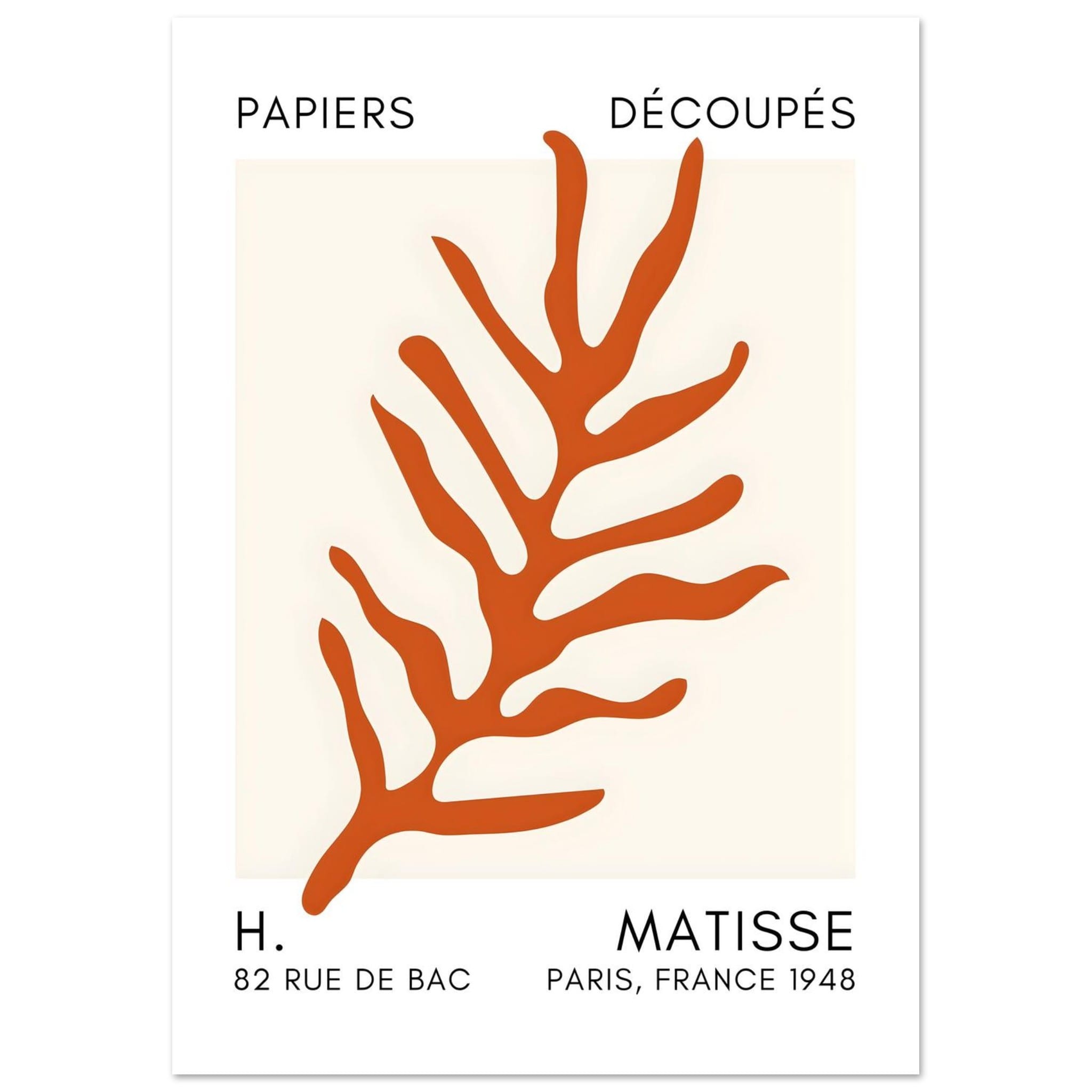 Artfulprints Poster Matisse – Ocean flora orange - A4 21x29.7 cm - Ora