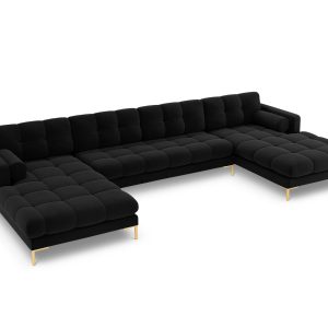 Cosmopolitan Design Panoramische bank Bali 7-zits, flueel, zwart – 185 Cosmopolitan Design Panoramische bank Bali 7-zits, flueel, zwart – 185