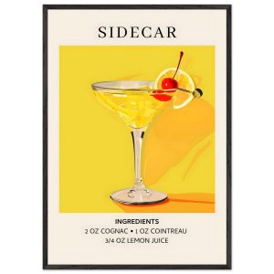 Artfulprints Poster met Lijst Sidecar cocktail II – Ingrediënten – 70x Artfulprints Poster met Lijst Sidecar cocktail II – Ingrediënten – 70x