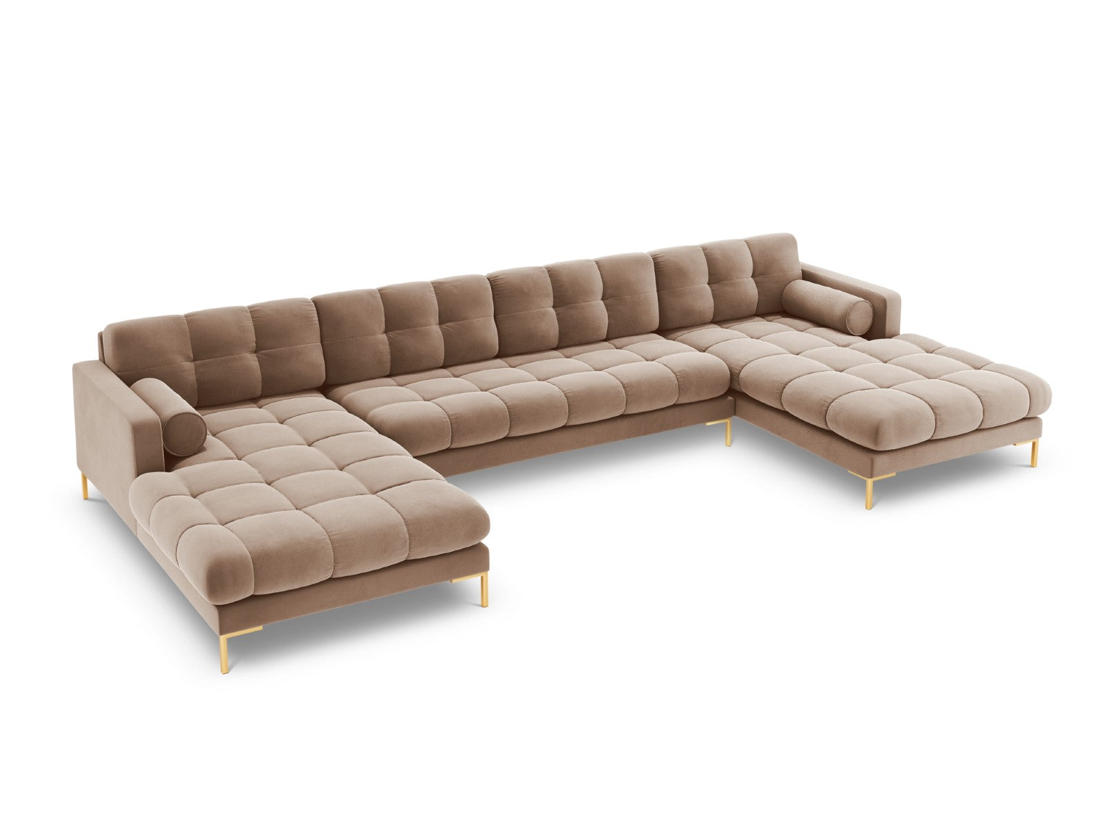 Cosmopolitan Design Panoramische bank Bali 7-zits, flueel, beige - 185