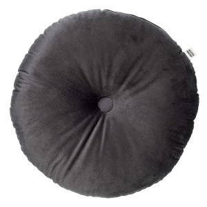 OLLY – sierkussen Ø38 cm – rond velvet – Charcoal Gray – antraciet OLLY – sierkussen Ø38 cm – rond velvet – Charcoal Gray – antraciet