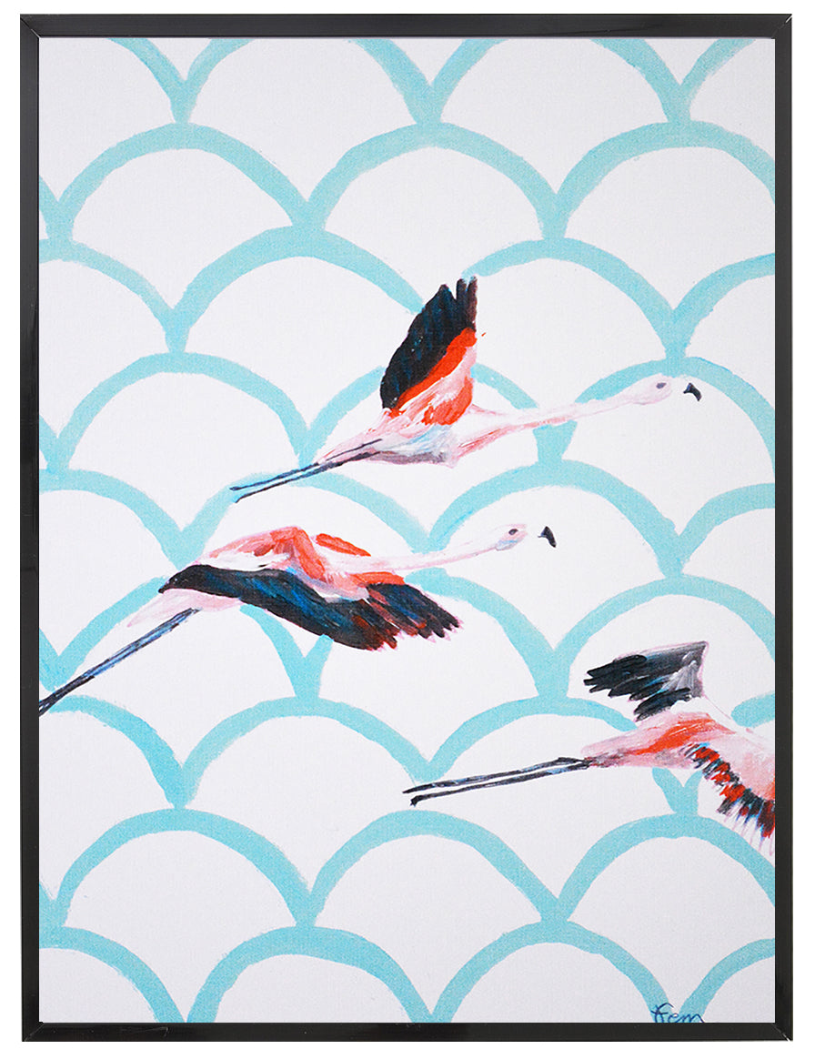 Catchii poster Flying Flamingos - meerkleurig - 297x210 cm