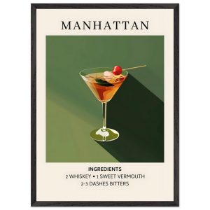 Artfulprints Poster met Lijst Manhattan cocktail – Ingrediënten – 50×7 Artfulprints Poster met Lijst Manhattan cocktail – Ingrediënten – 50×7