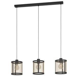 EGLO hanglamp Dellow – e27 – 3 lichts – 88 cm – zwart/geelkoper EGLO hanglamp Dellow – e27 – 3 lichts – 88 cm – zwart/geelkoper