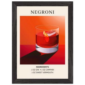 Artfulprints Poster met Lijst Negroni cocktail – Ingrediënten – A4 21x Artfulprints Poster met Lijst Negroni cocktail – Ingrediënten – A4 21x