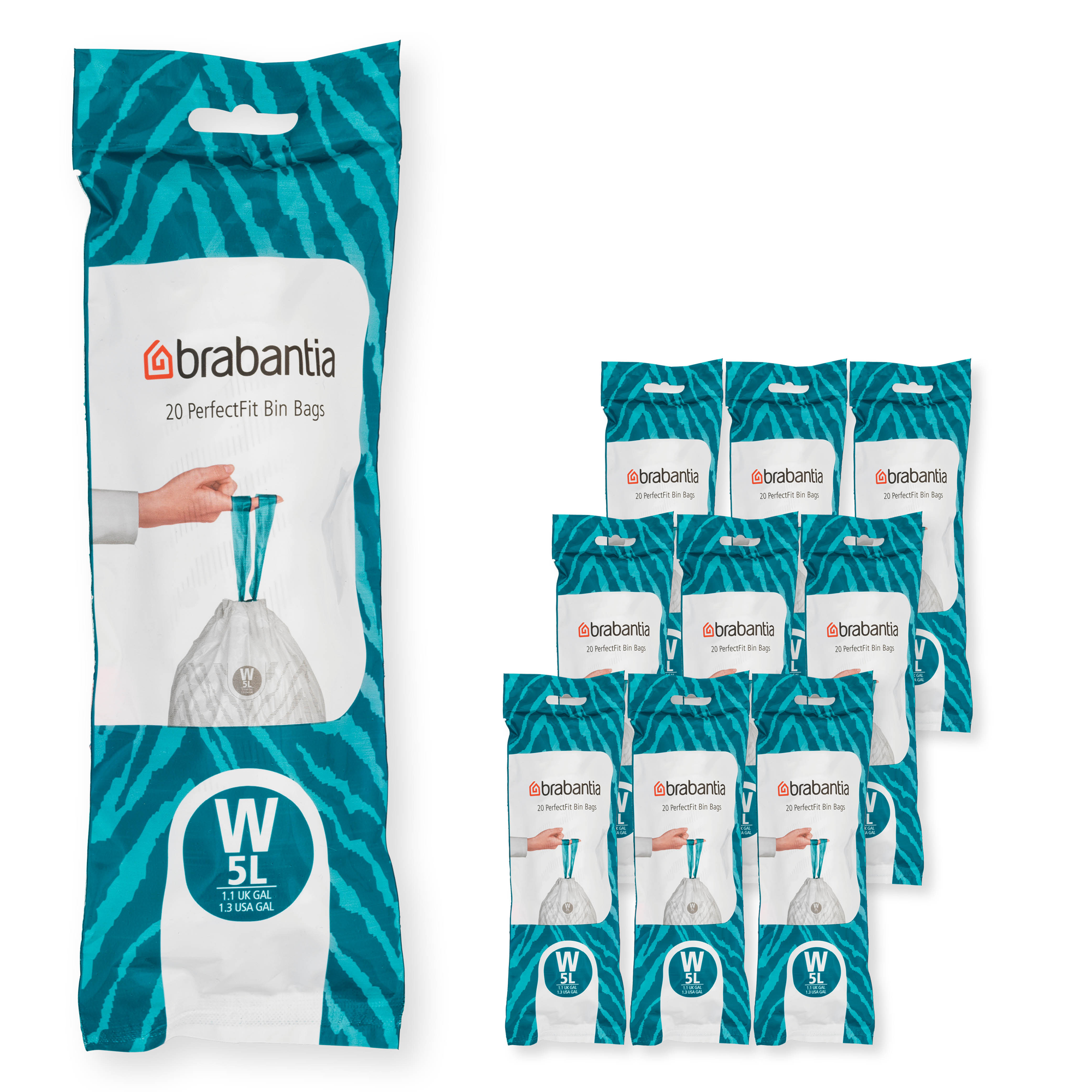 Brabantia PerfectFit afvalzak met trekbandsluiting, code W, 5 liter, 2