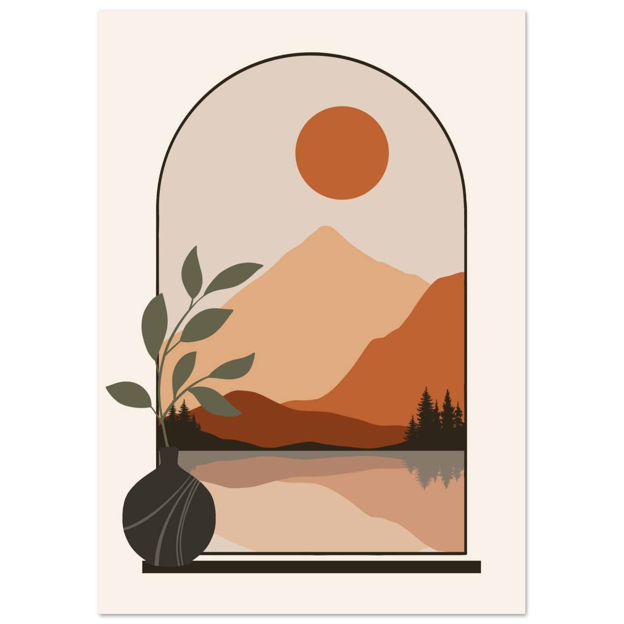 Artfulprints Poster Boho – Arched landscape - A4 21x29.7 cm - Meerkleu