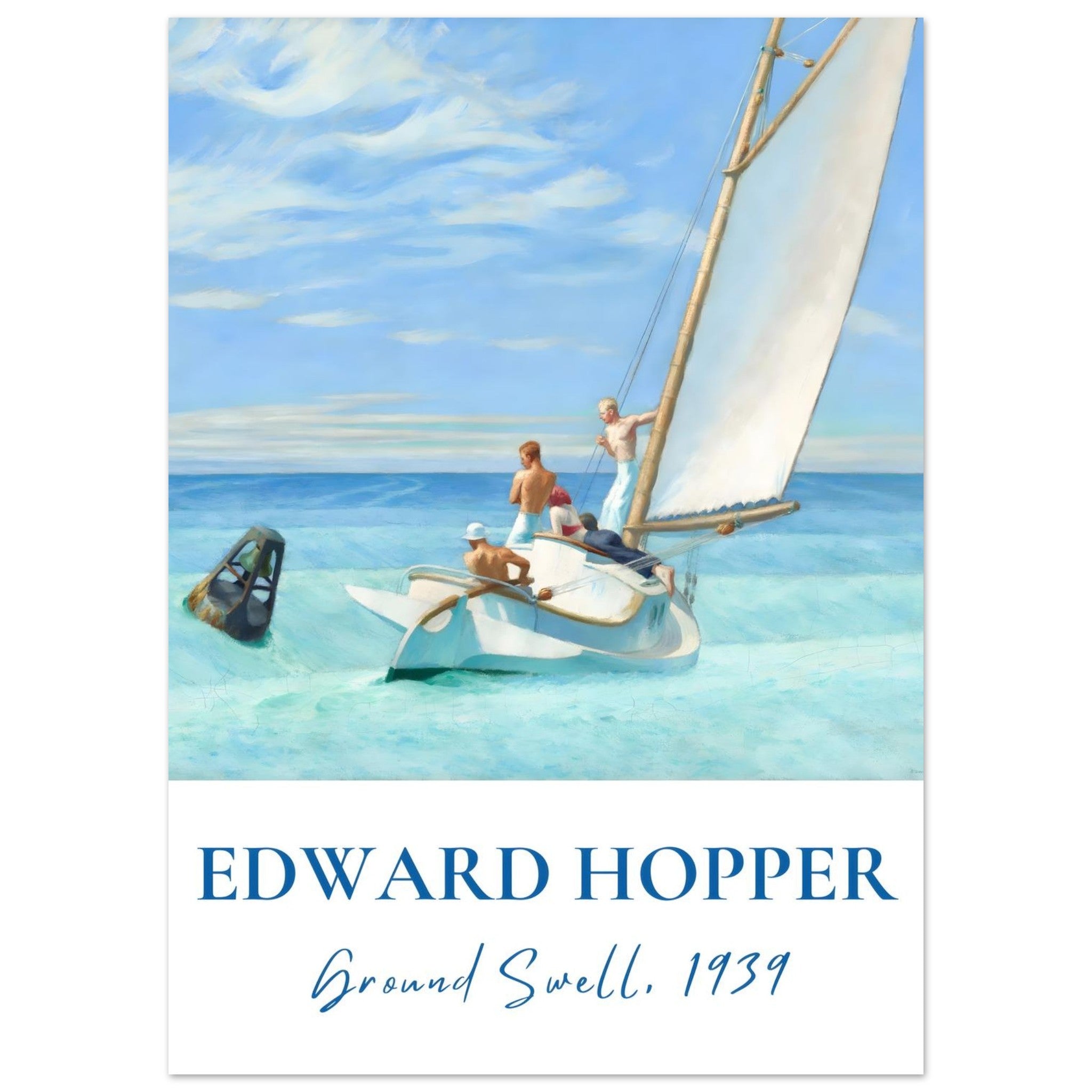 Artfulprints Poster Edward Hopper - Ground swell - 50x70 cm - Blauw